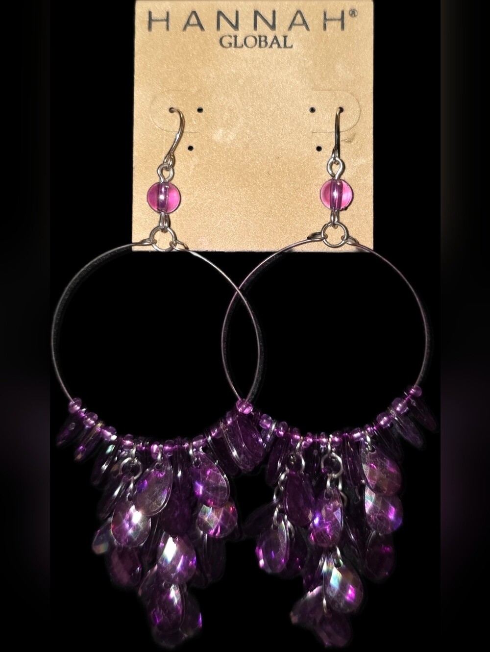 Purple Beaded Dangle Earrings